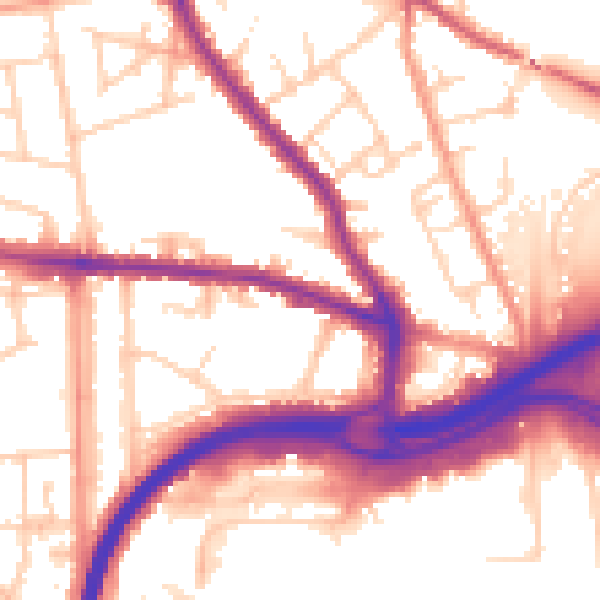 Daytime road noise heatmap for GU2 8AE
