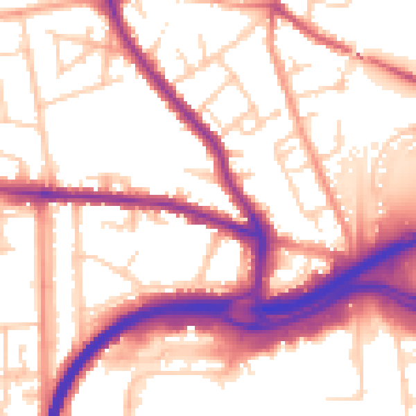 Daytime road noise heatmap for GU2 8AF