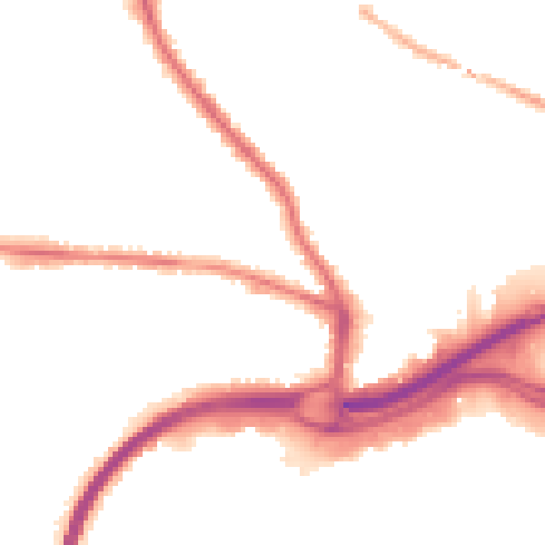 Night-time road noise heatmap for GU2 8AF