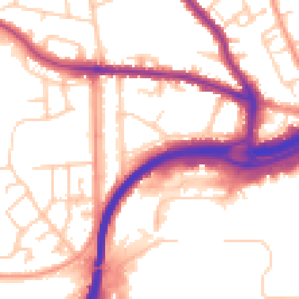Daytime road noise heatmap for GU2 8AN