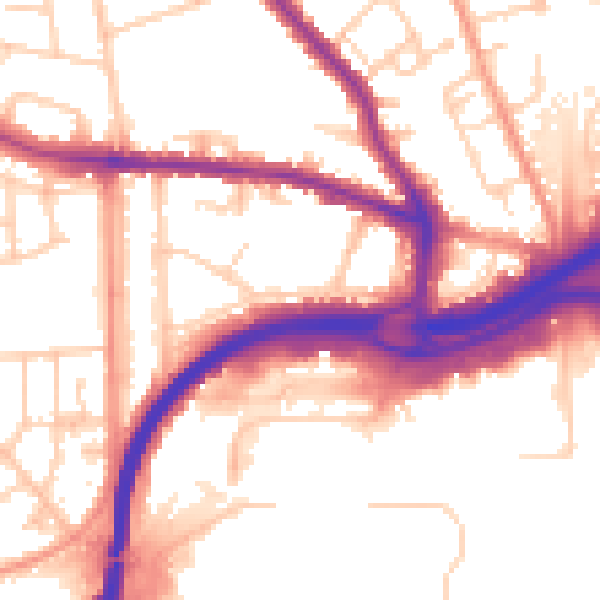 Daytime road noise heatmap for GU2 8AW