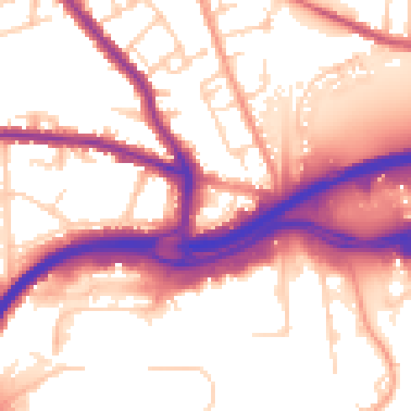 Daytime road noise heatmap for GU2 8AX