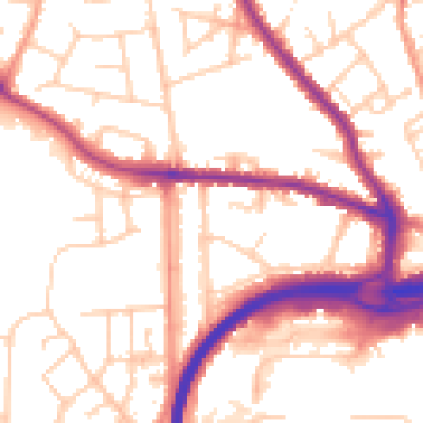 Daytime road noise heatmap for GU2 8BN