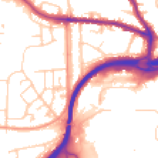Daytime road noise heatmap for GU2 8BU