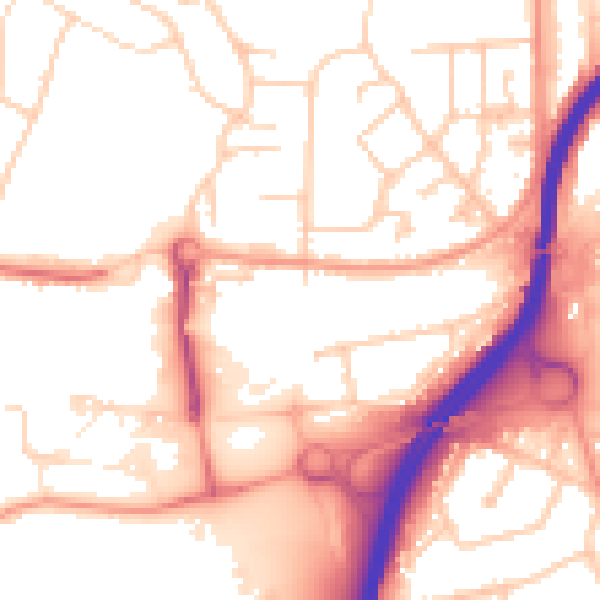 Daytime road noise heatmap for GU2 8BZ