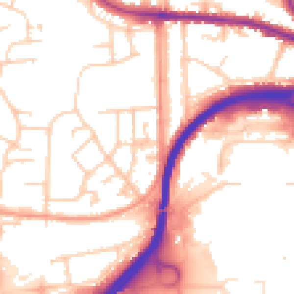 Daytime road noise heatmap for GU2 8DG