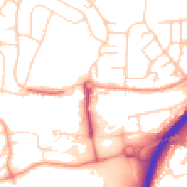 Daytime road noise heatmap for GU2 8DP