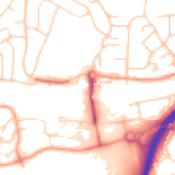 Daytime road noise heatmap for GU2 8DR