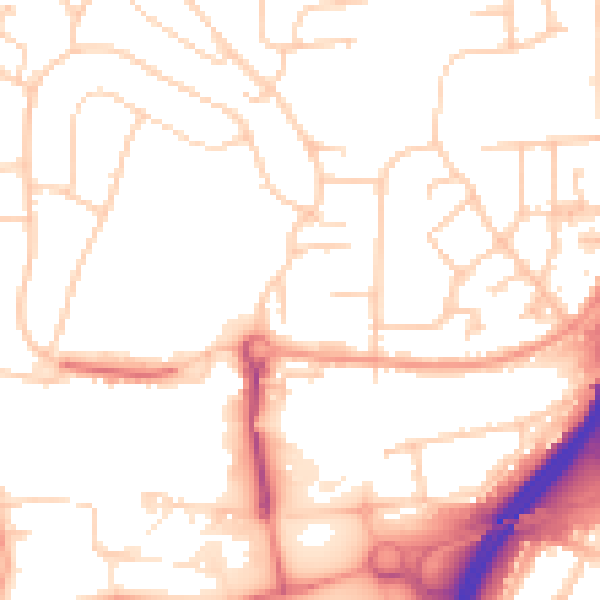 Daytime road noise heatmap for GU2 8EE