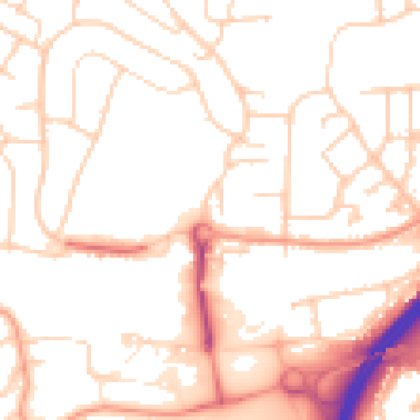 Daytime road noise heatmap for GU2 8EF