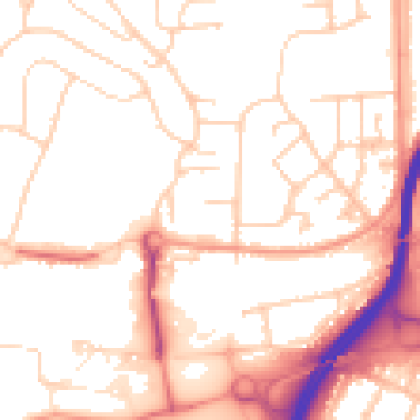 Daytime road noise heatmap for GU2 8EH