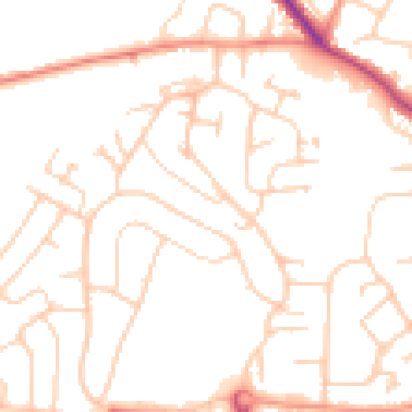 Daytime road noise heatmap for GU2 8EY