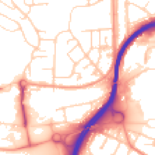 Daytime road noise heatmap for GU2 8FH