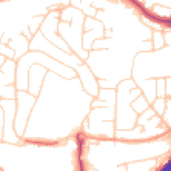 Daytime road noise heatmap for GU2 8JE