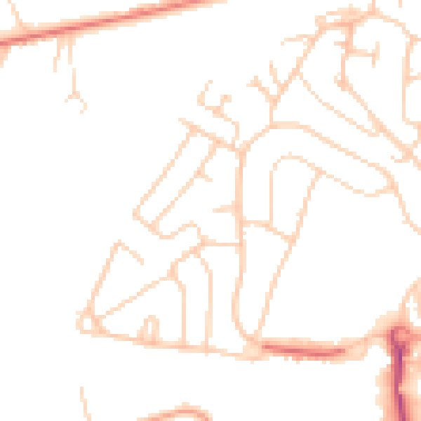 Daytime road noise heatmap for GU2 8JL