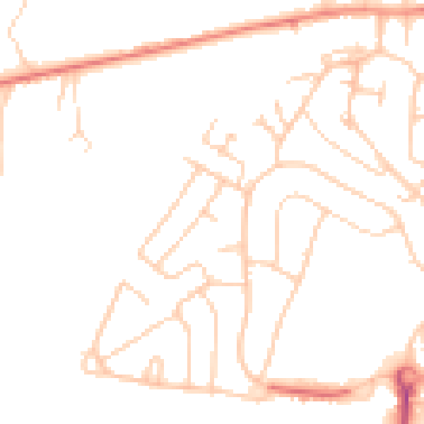 Daytime road noise heatmap for GU2 8LA
