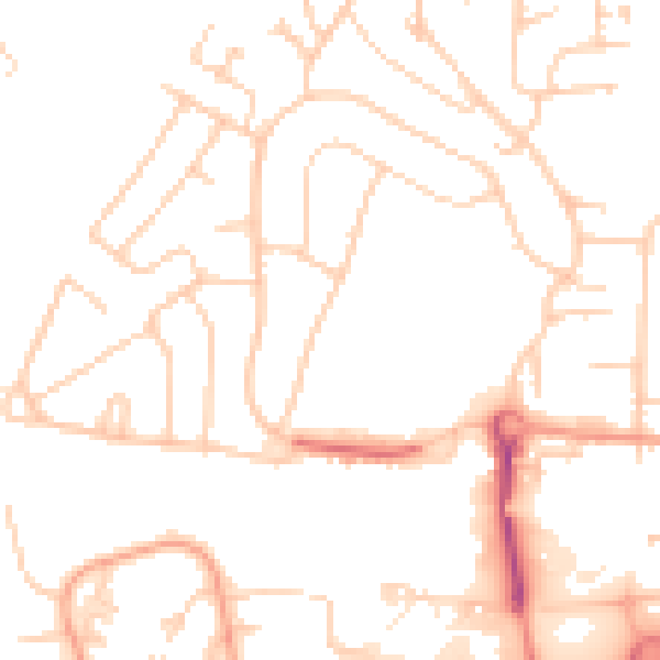 Daytime road noise heatmap for GU2 8LF