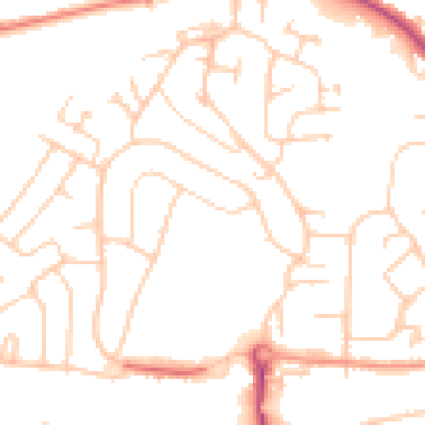 Daytime road noise heatmap for GU2 8LQ