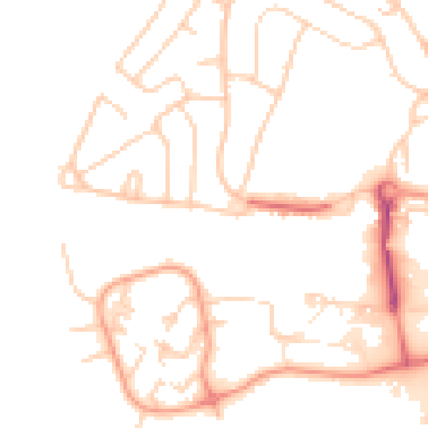 Daytime road noise heatmap for GU2 8LZ