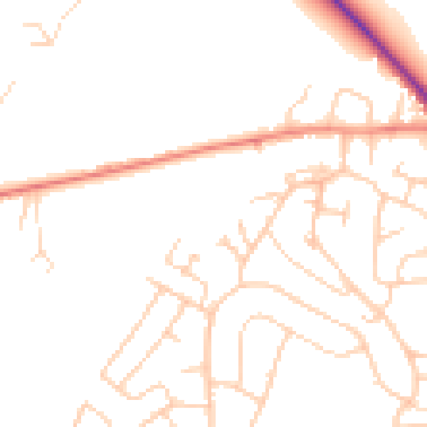 Daytime road noise heatmap for GU2 8NJ