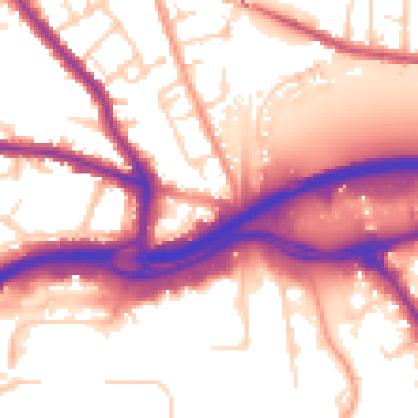 Daytime road noise heatmap for GU2 9AA