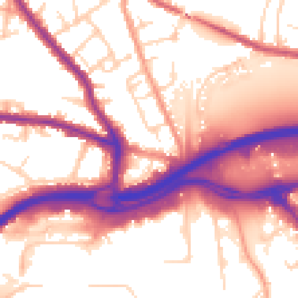Daytime road noise heatmap for GU2 9AB
