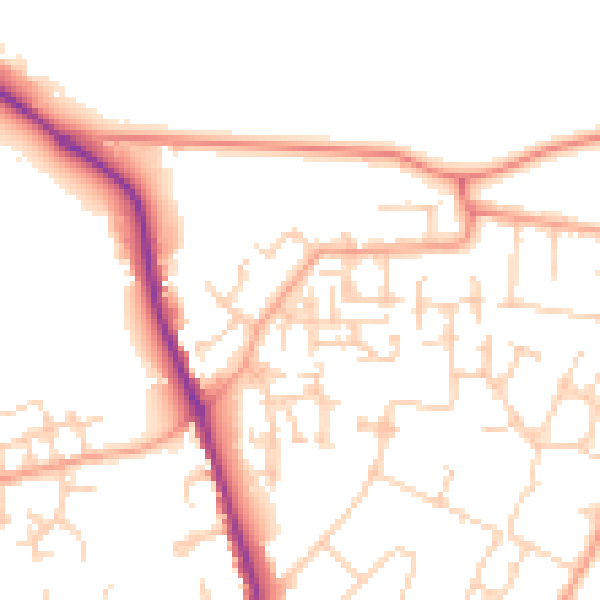 Daytime road noise heatmap for GU2 9GX
