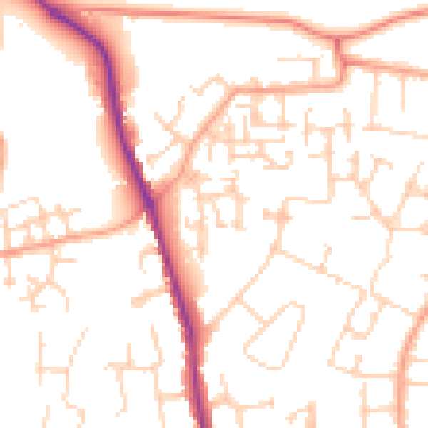 Daytime road noise heatmap for GU2 9GZ