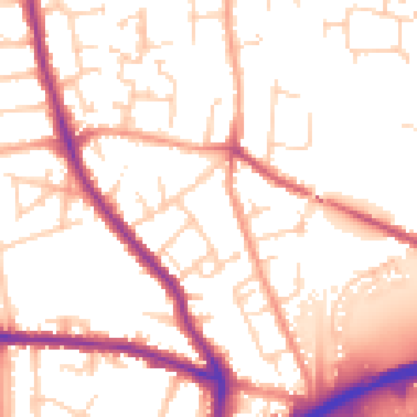 Daytime road noise heatmap for GU2 9LH