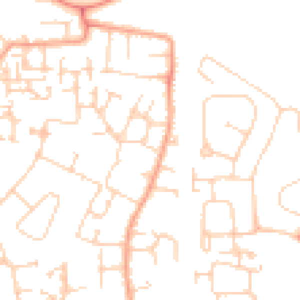 Daytime road noise heatmap for GU2 9LU