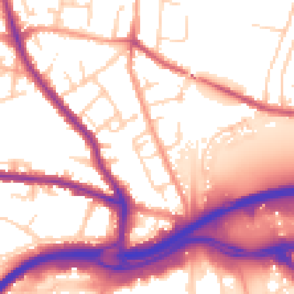 Daytime road noise heatmap for GU2 9NG