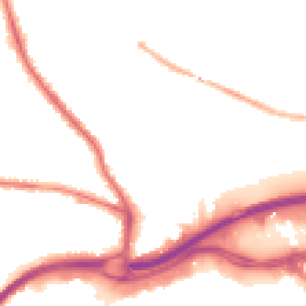 Night-time road noise heatmap for GU2 9NG