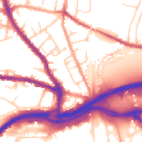 Daytime road noise heatmap for GU2 9NJ
