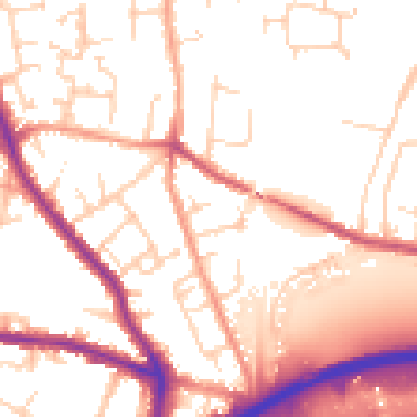 Daytime road noise heatmap for GU2 9NP
