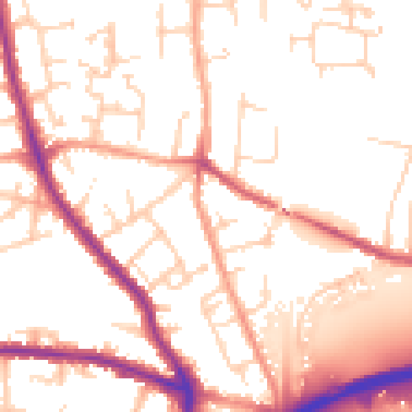 Daytime road noise heatmap for GU2 9NR