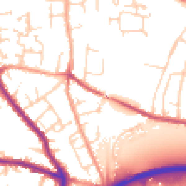 Daytime road noise heatmap for GU2 9PG