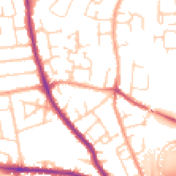 Daytime road noise heatmap for GU2 9PR