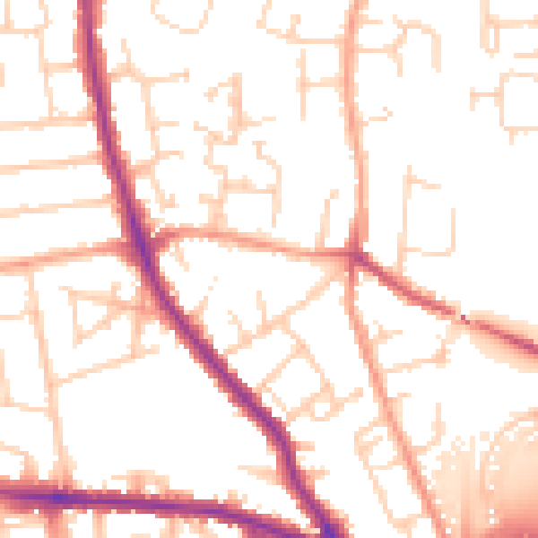 Daytime road noise heatmap for GU2 9QH