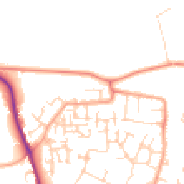 Daytime road noise heatmap for GU2 9RJ