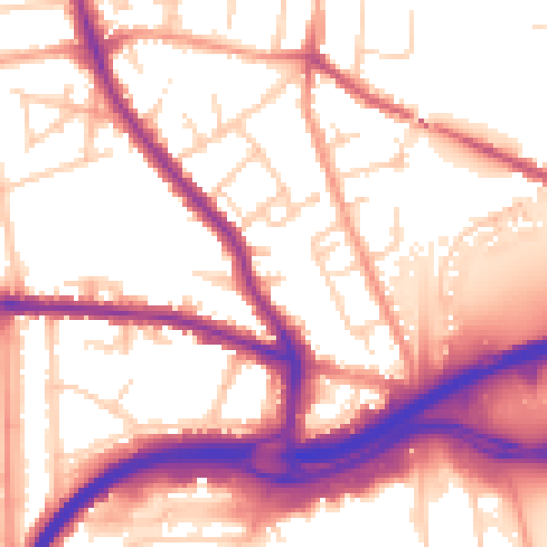 Daytime road noise heatmap for GU2 9RR