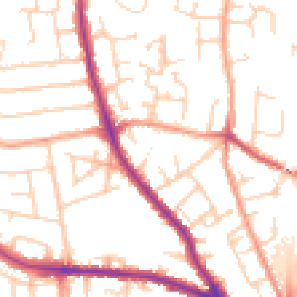 Daytime road noise heatmap for GU2 9RU
