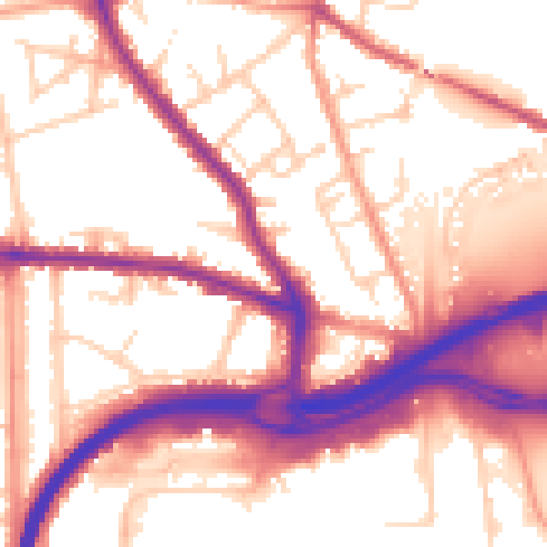 Daytime road noise heatmap for GU2 9RW