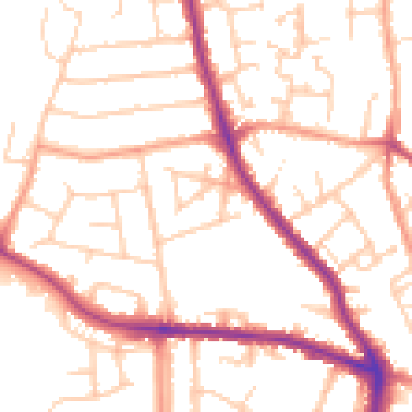 Daytime road noise heatmap for GU2 9TN