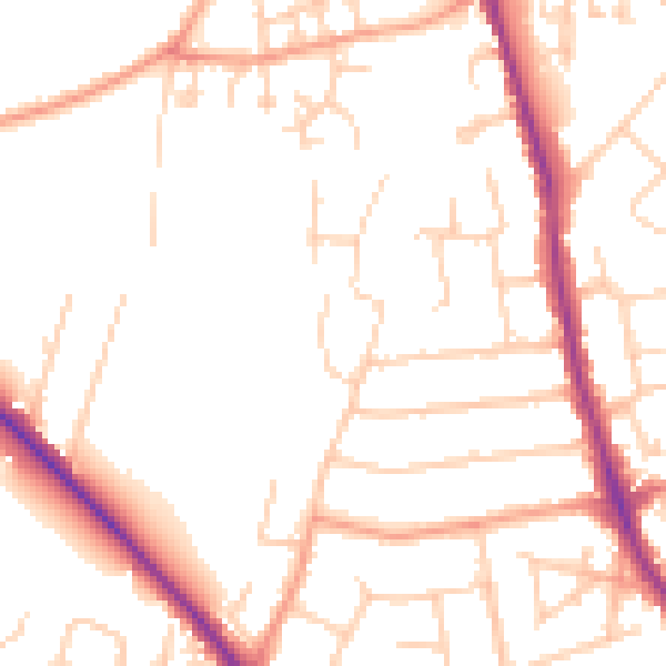 Daytime road noise heatmap for GU2 9TZ