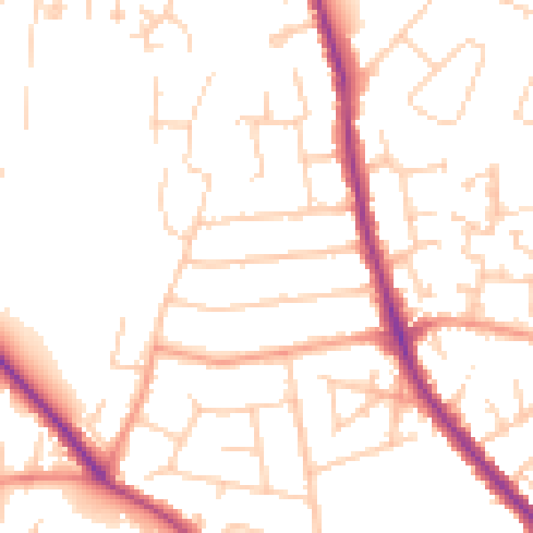 Daytime road noise heatmap for GU2 9UB