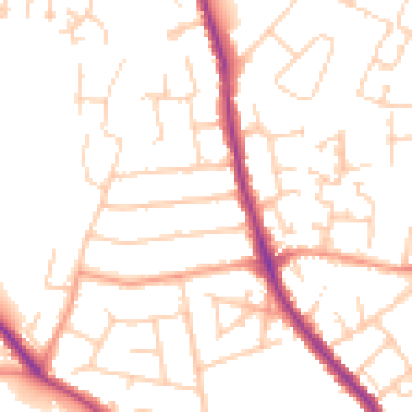 Daytime road noise heatmap for GU2 9UD