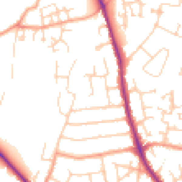 Daytime road noise heatmap for GU2 9UJ