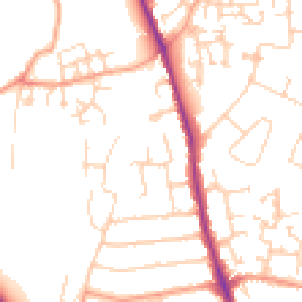 Daytime road noise heatmap for GU2 9UL