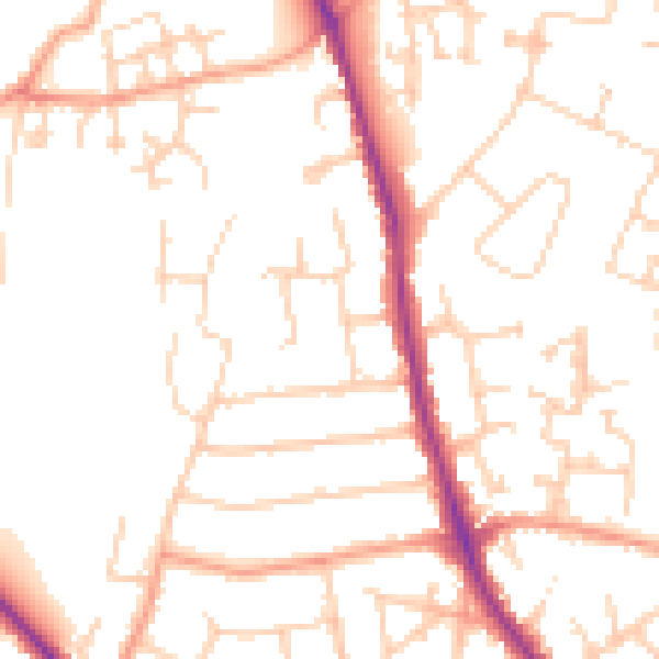 Daytime road noise heatmap for GU2 9UN