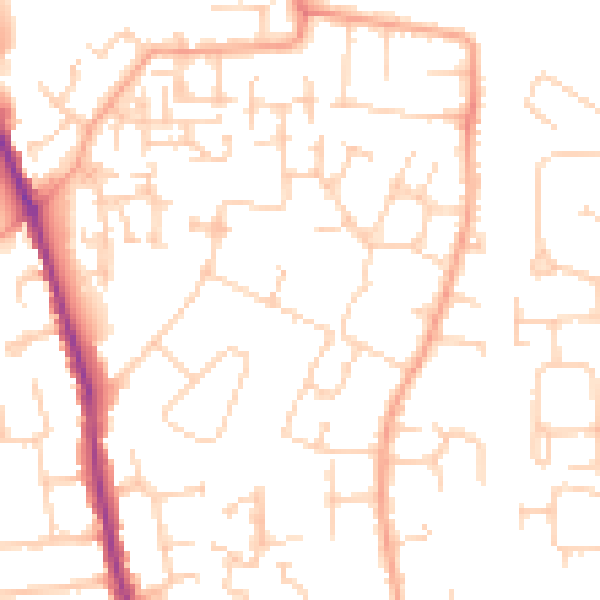 Daytime road noise heatmap for GU2 9UX